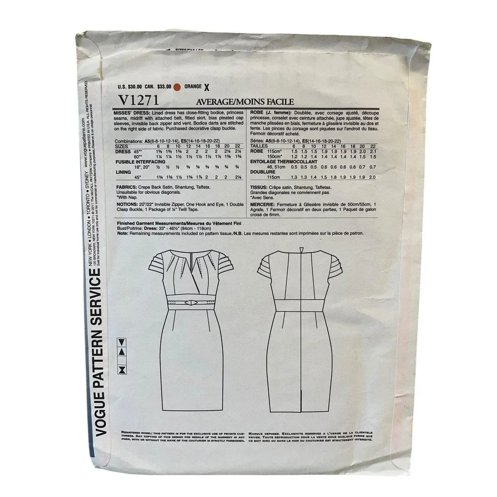Kay Unger V1271 Dress Pattern Size 14-22 Vintage Vogue Designer